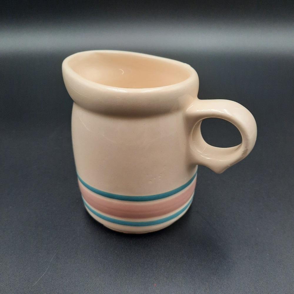 Country Creamer Candle in‎ USA Pottery Mug – Pink & Teal Stripe – Boxed